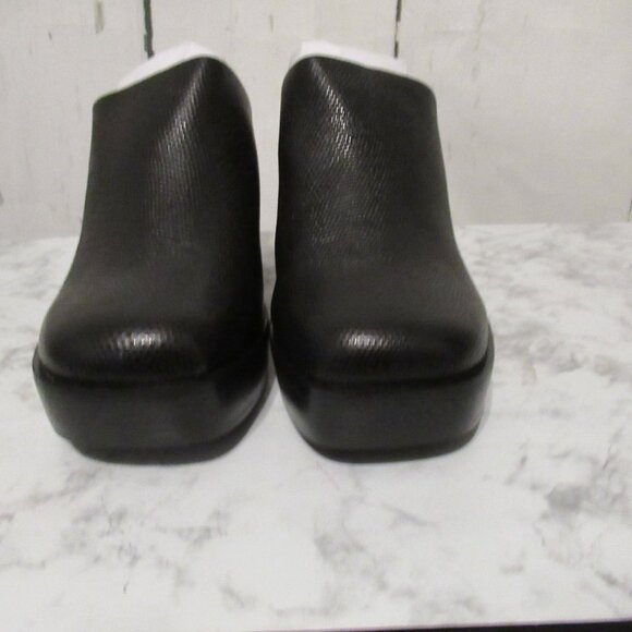 Eric Javits Mule Clogs 10 Black Leather Lizard Genevieve Heeled Non Skid - Picture 3 of 7
